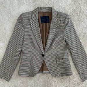 Zara Checkered Blazer in Black and White